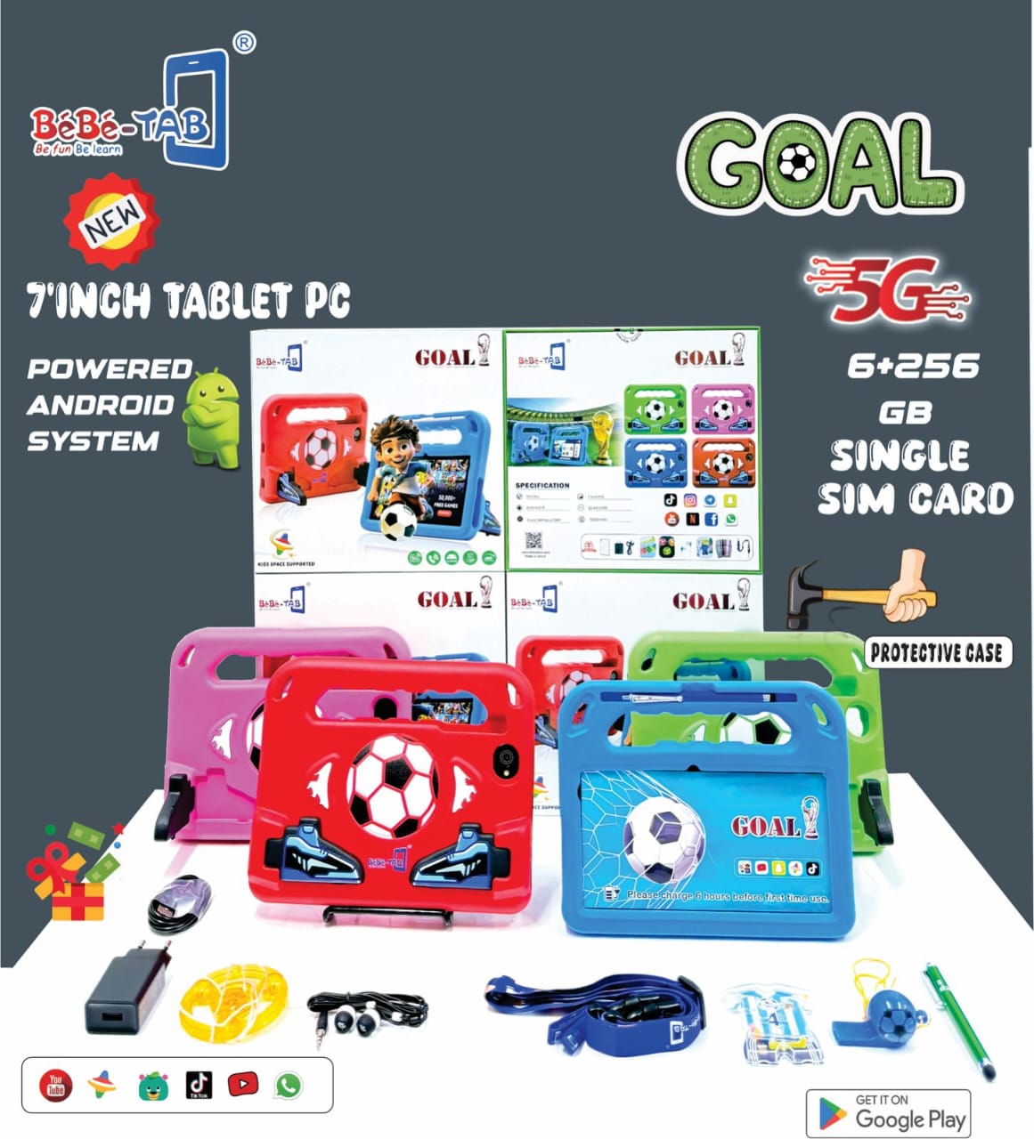 BEBE GOAL TAB 7inch KIDS LEARNING TABLET 6GB/256GB SIM/WIFI ENABLED