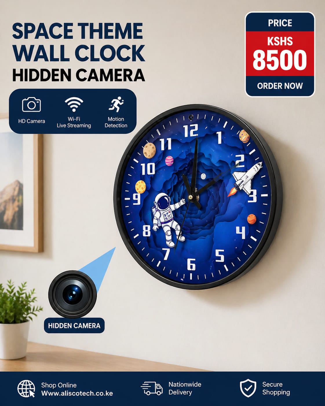  Wall Clock Hidden Camera