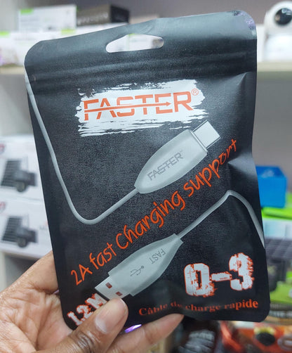 FASTER O-3 2.4A Fast Charging Cable –Type c cable
