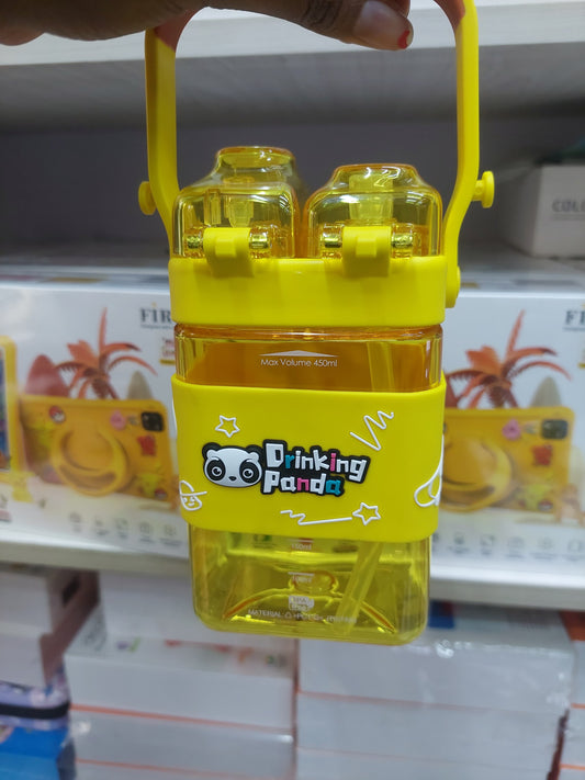 Panda  kids drinking water bottle