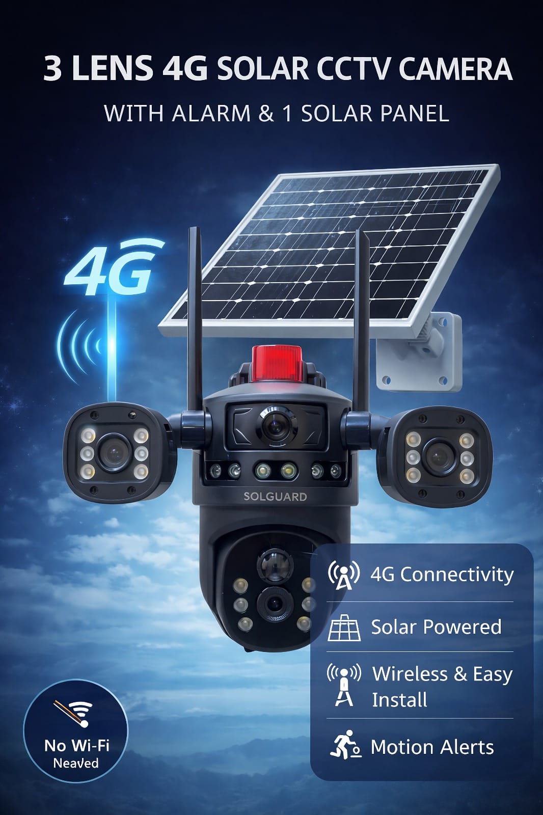Solguard Tripple lens 4G outdoor camera