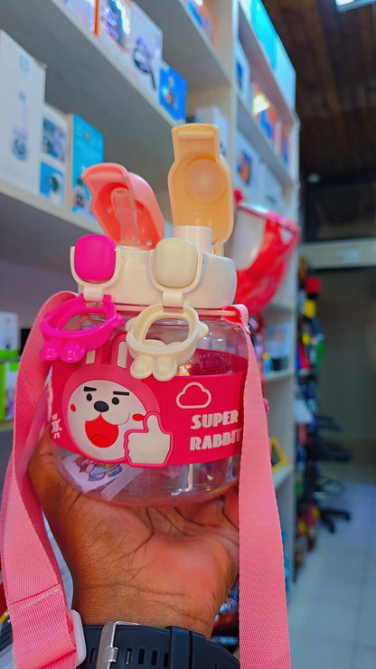 Kids Cartoon Drinking Water Bottle – Bear 2-in-1