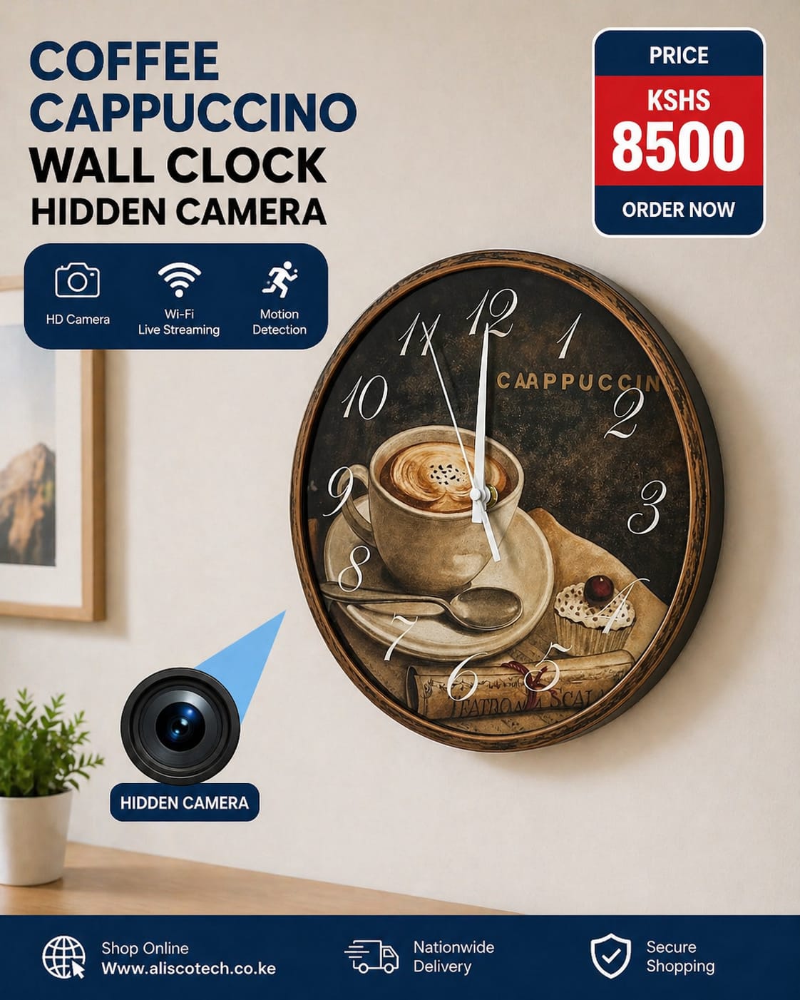  Wall Clock Hidden Camera