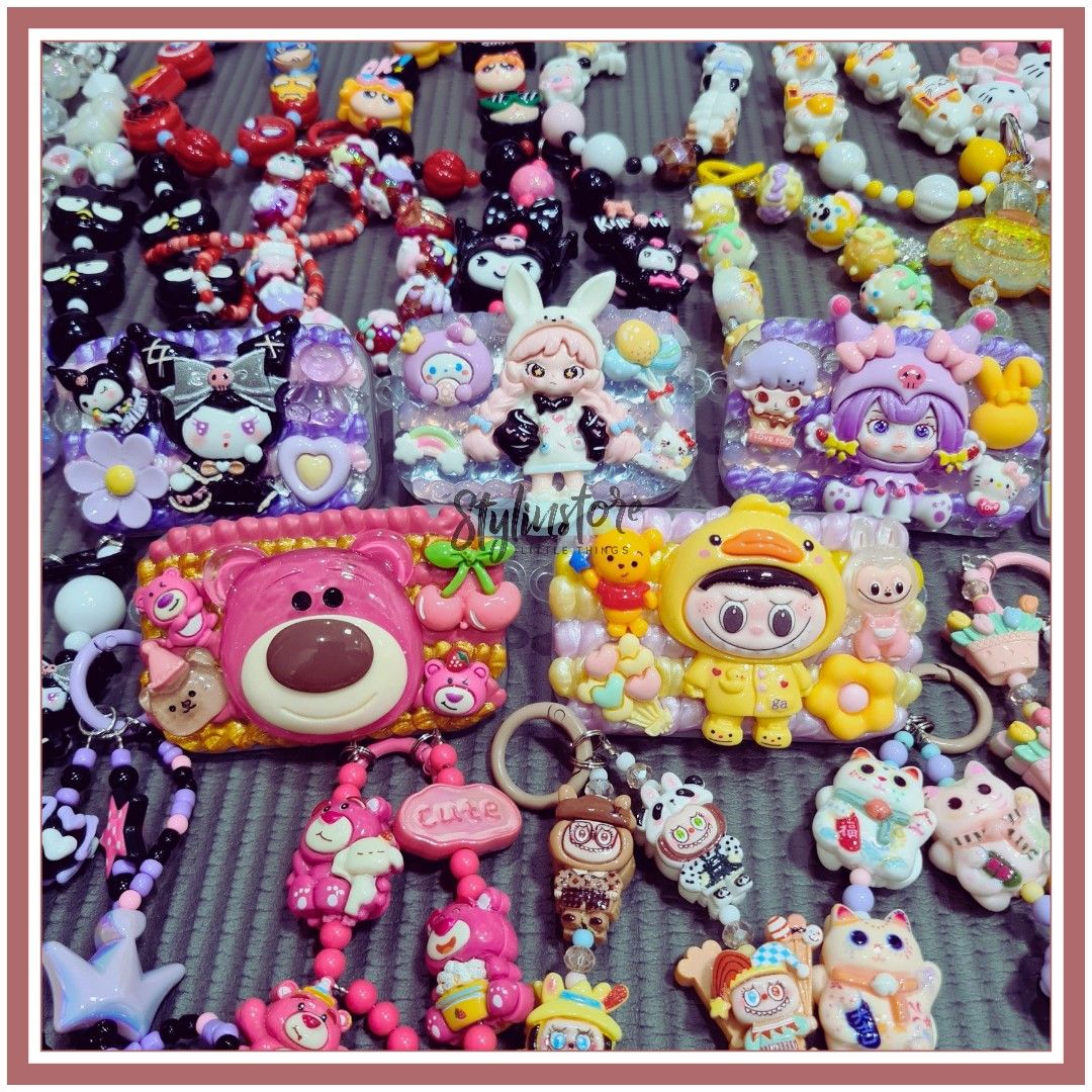 Trendy Mobile Strap Phone Charm Crystal Beads Wrist with neck long silicone Lanyard